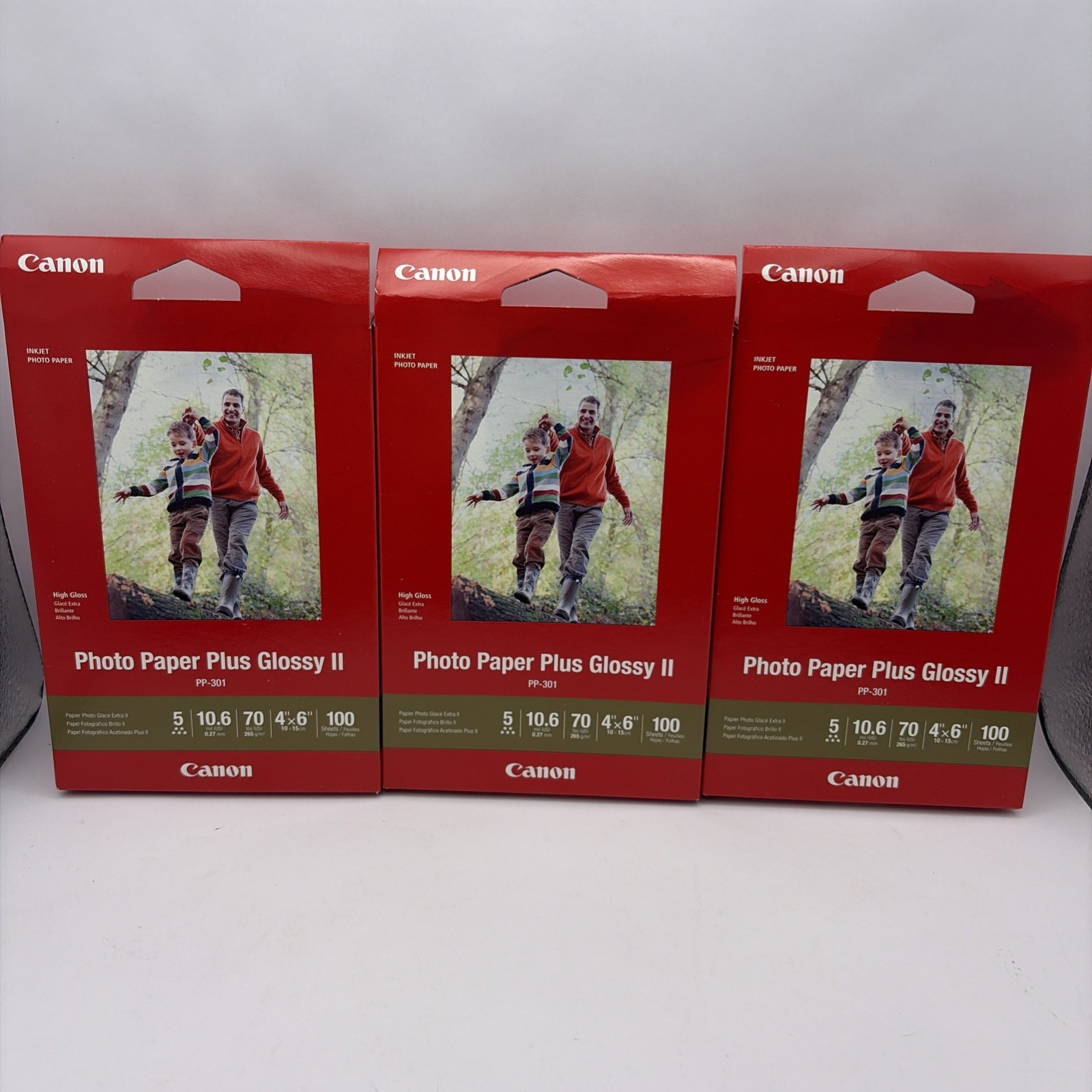 Canon PP-301 Photo Paper Plus Glossy II 4x6 100-Packs X3  New Sealed