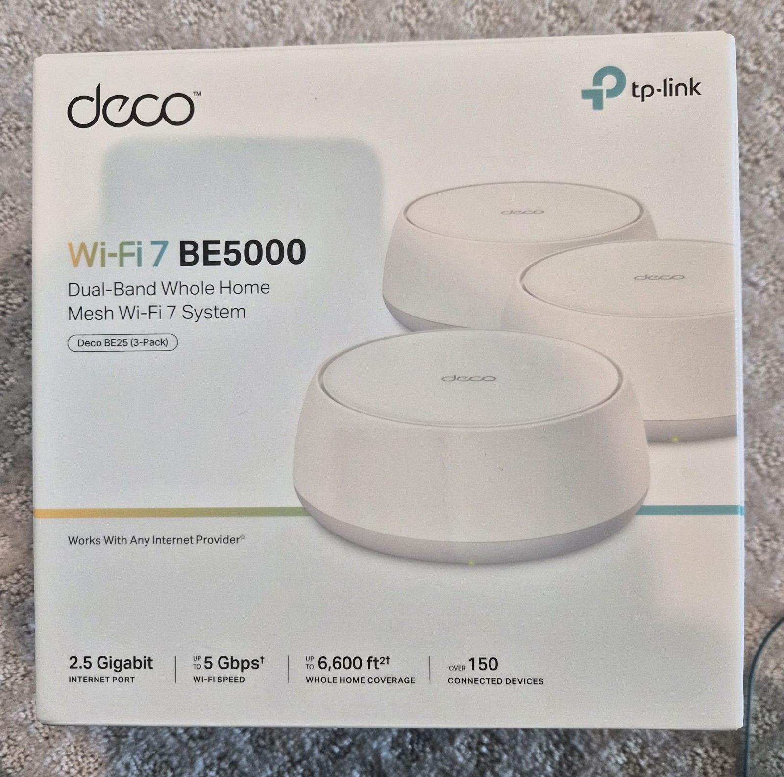 TP-LINK Deco Wi‑Fi 7 BE5000 ( BE25 ) Dual-Band Mesh Router  System 3-Pack, White