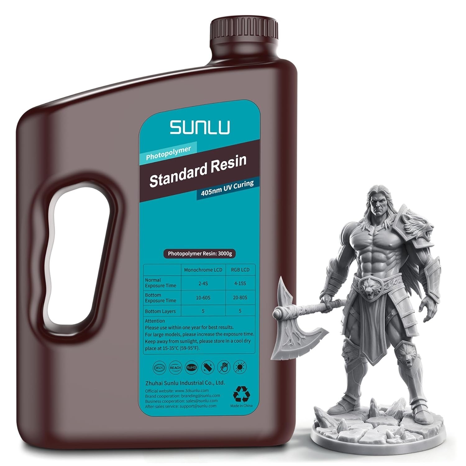 SUNLU 3kg Standard 3D Printer Resin- Grey 3000G