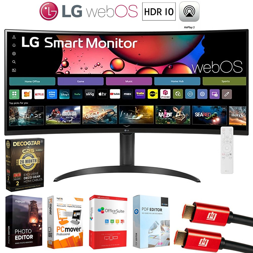 LG 34 Inch Smart Monitor Curved Screen 100Hz with 26 Months Protection Bundle