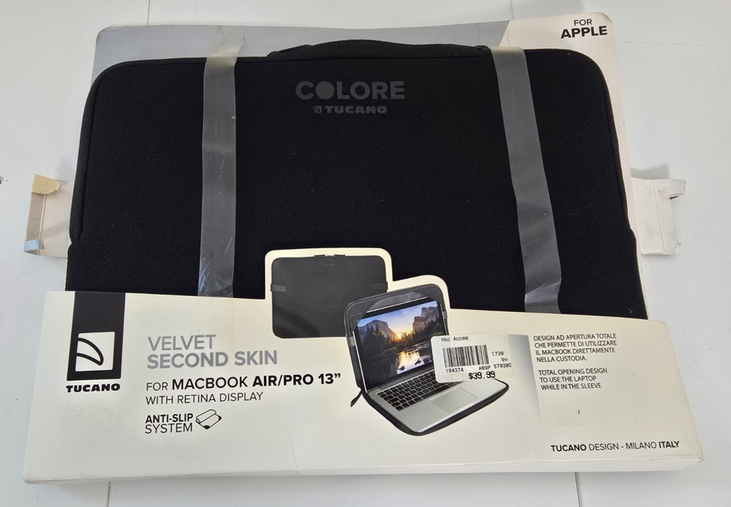 Tucano Velvet Second Skin Pouch Sleeve For Macbook Air / Pro 13" w Retina Dispay