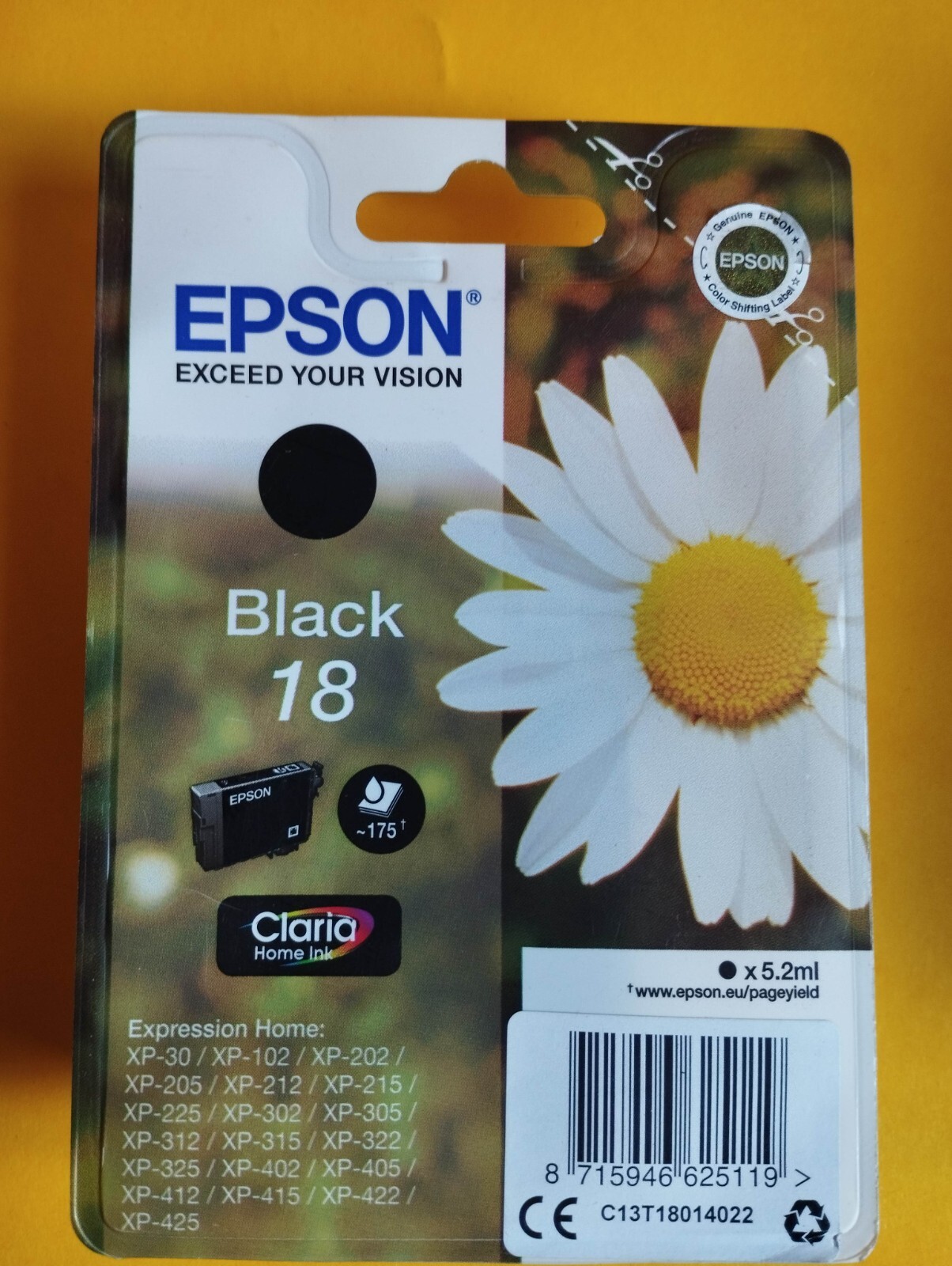 Epson Black 18 Ink Cartridge New Sealed