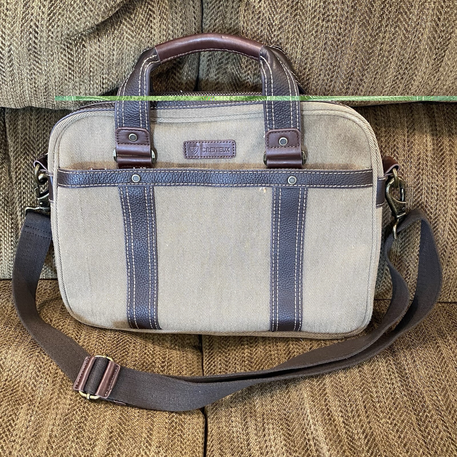 Leather Canvas 15” Laptop Briefcase Crossbody Messenger Shoulder Bag Satchel