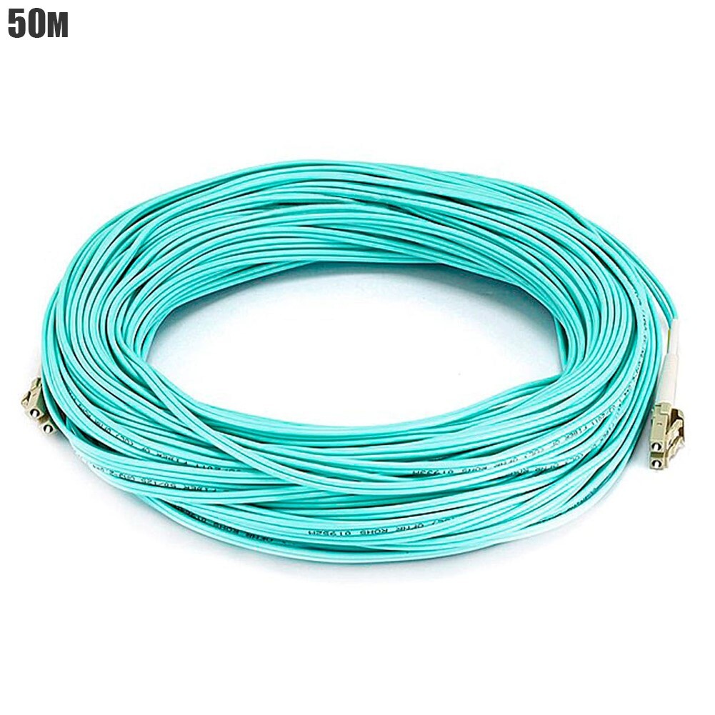 50M 164FT LC-LC OM3 10G Duplex 50/125 Multi Mode Fiber Optic Optical Cable Aqua