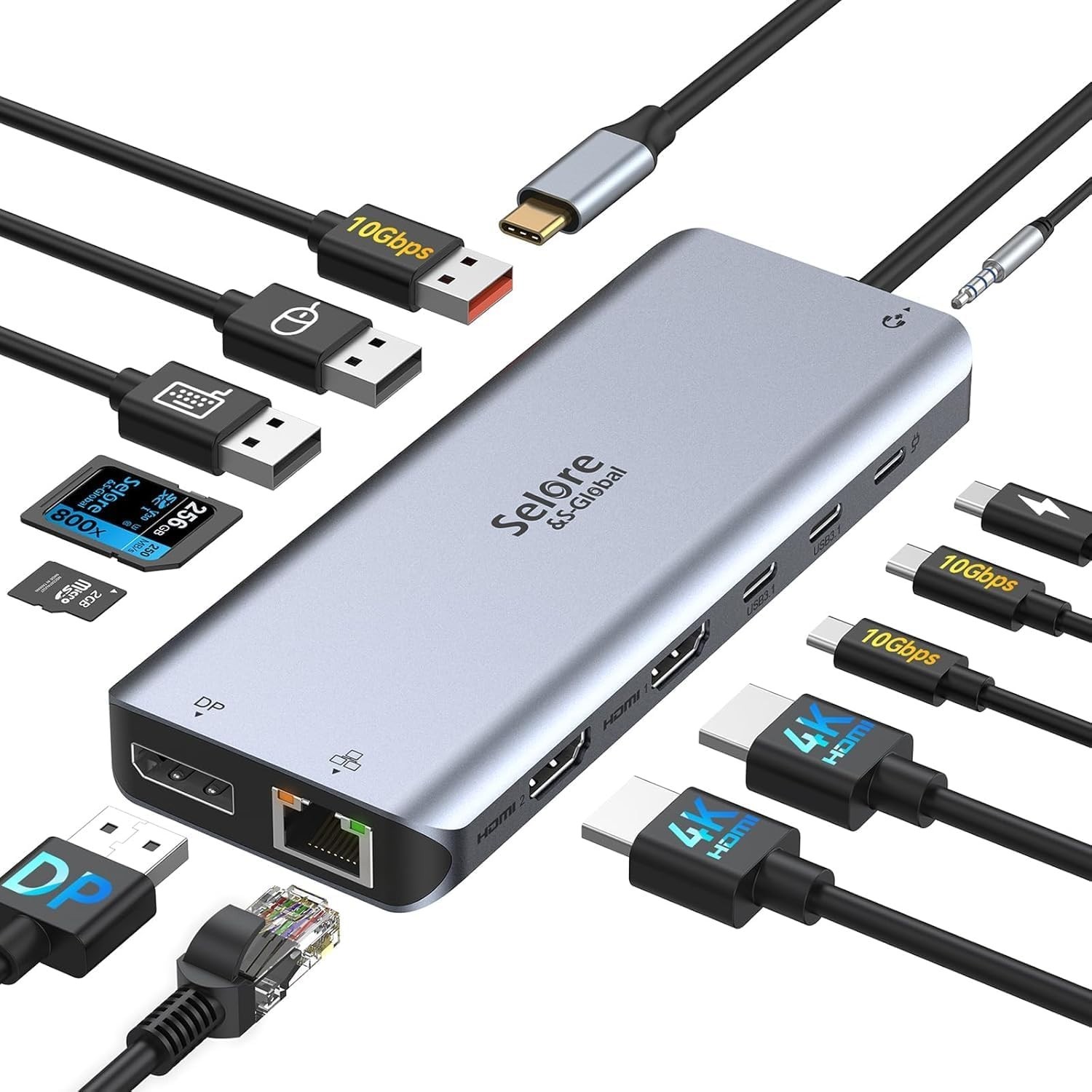 Versatile 13-in-1 USB C Dock - Dual HDMI & DisplayPort for Enhanced Productivity