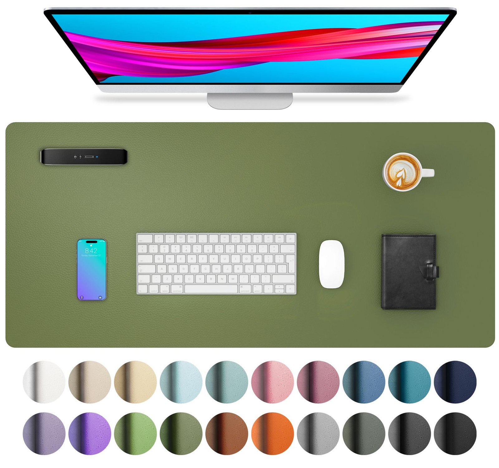 Aothia Desk Protector Mat, Mouse Pad ONLY, Non-Slip 23.6 x 13.7, Olive Green