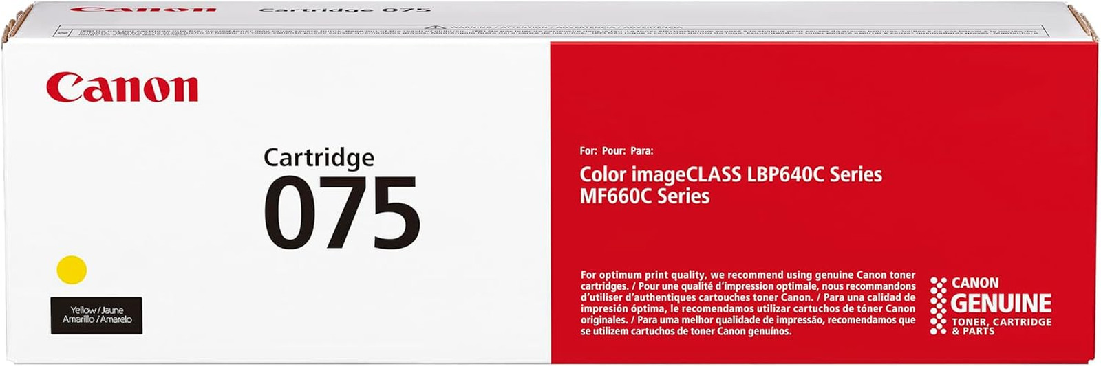 Canon Genuine 075 Yellow Toner Cartridge Compatible with MF660 Series and LBP640