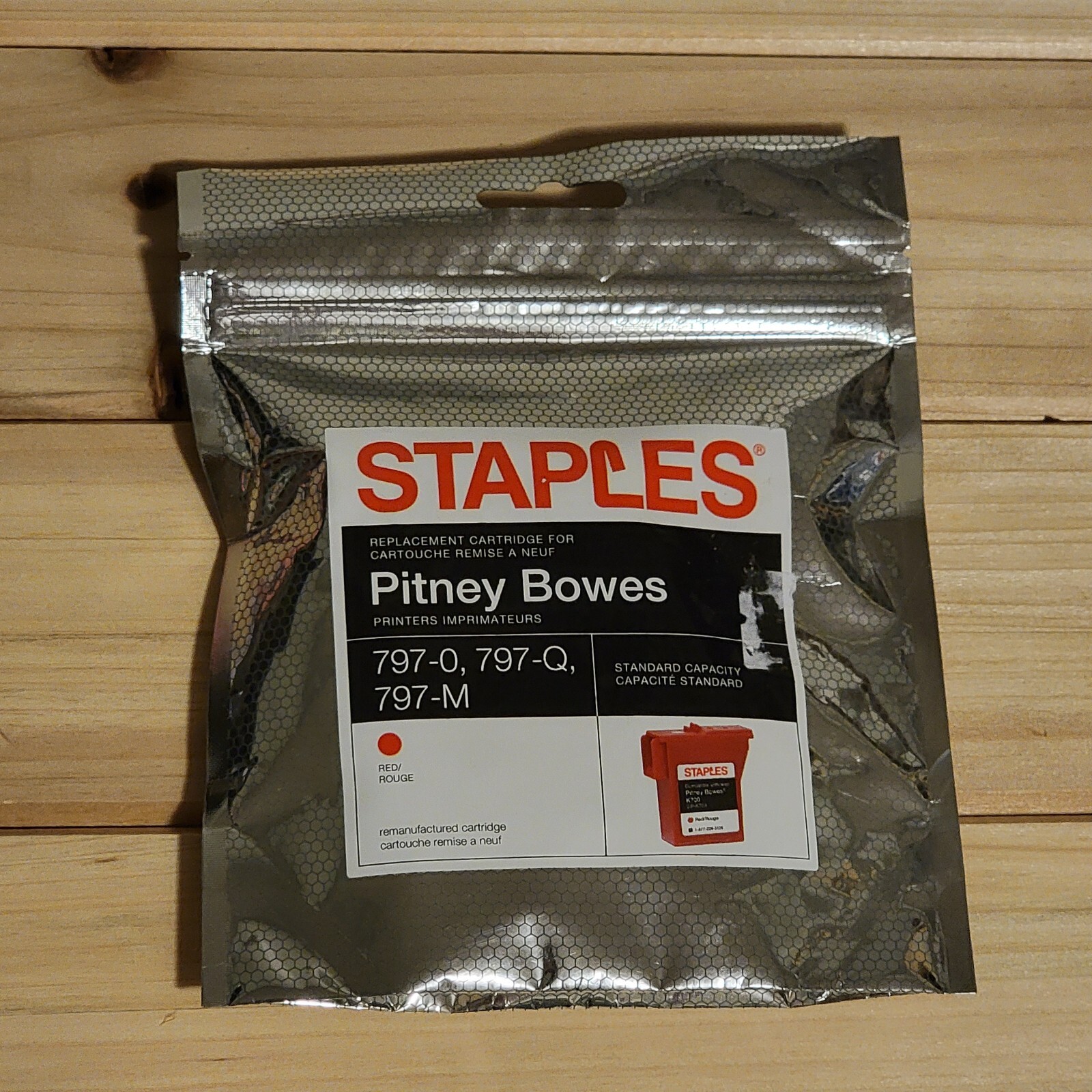 Red Ink Cartridge - Staples Brand (for Pitney Bowes) 797-0, 797-Q, 797-M