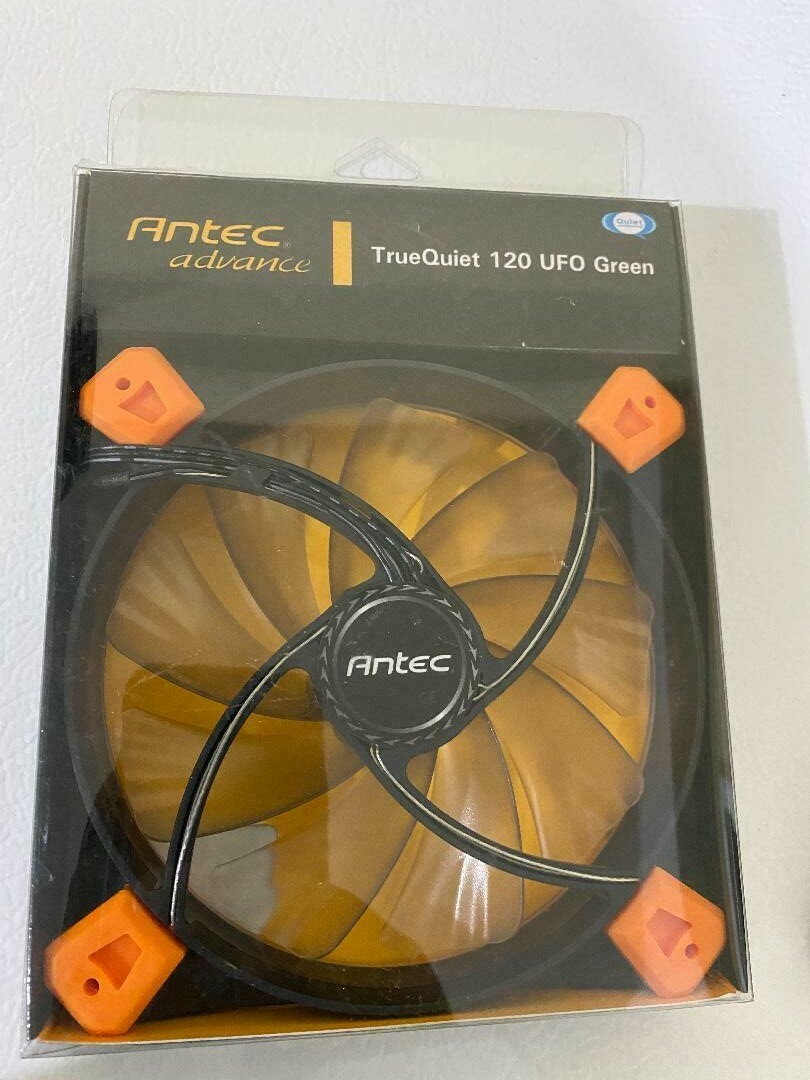 Antec True Quiet 120mm x 25mm GREEN LED Case Fan Built In Silicon Toolless Mount