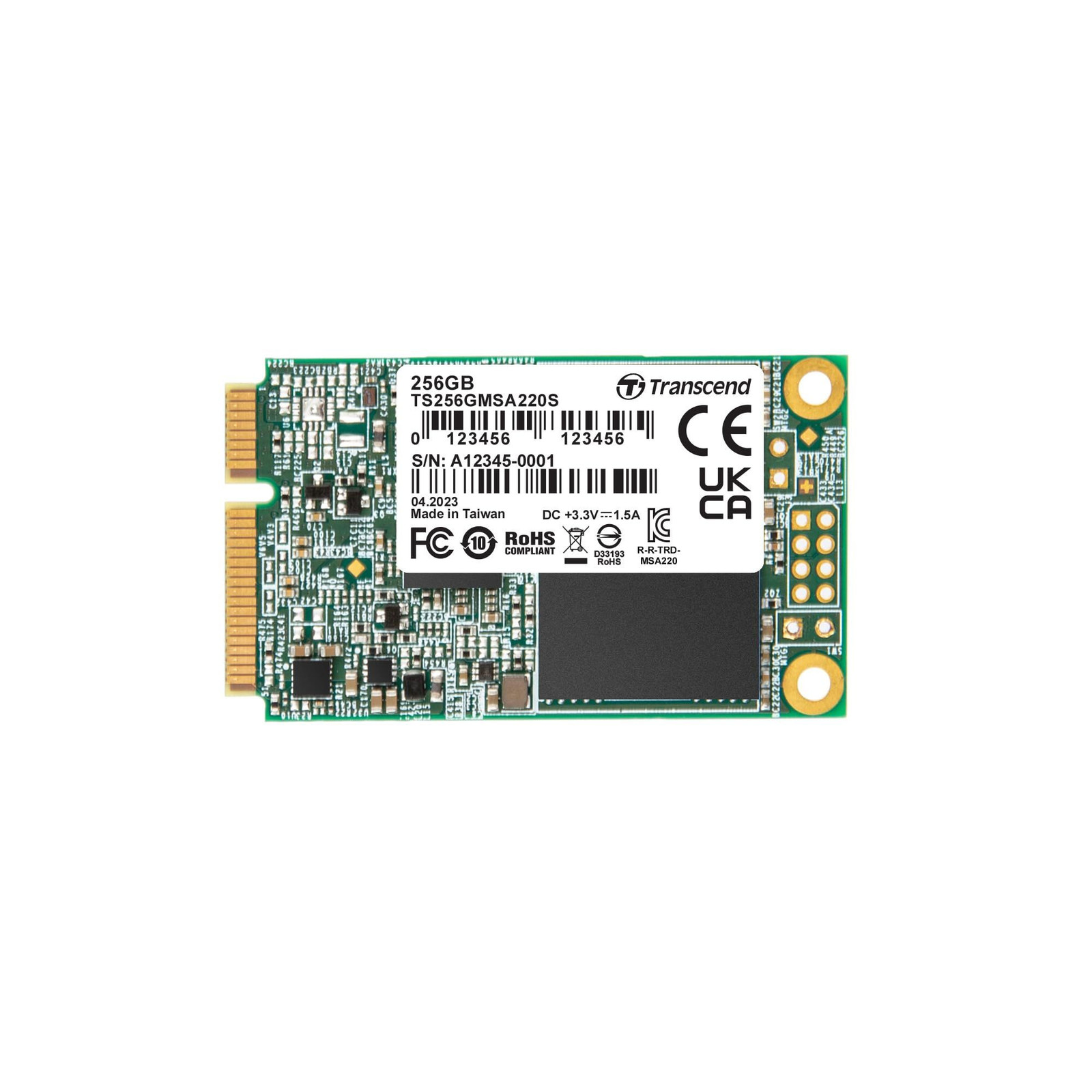 Transcend 256GB MSA220S mSATA SATA III SSD, SLC Cache