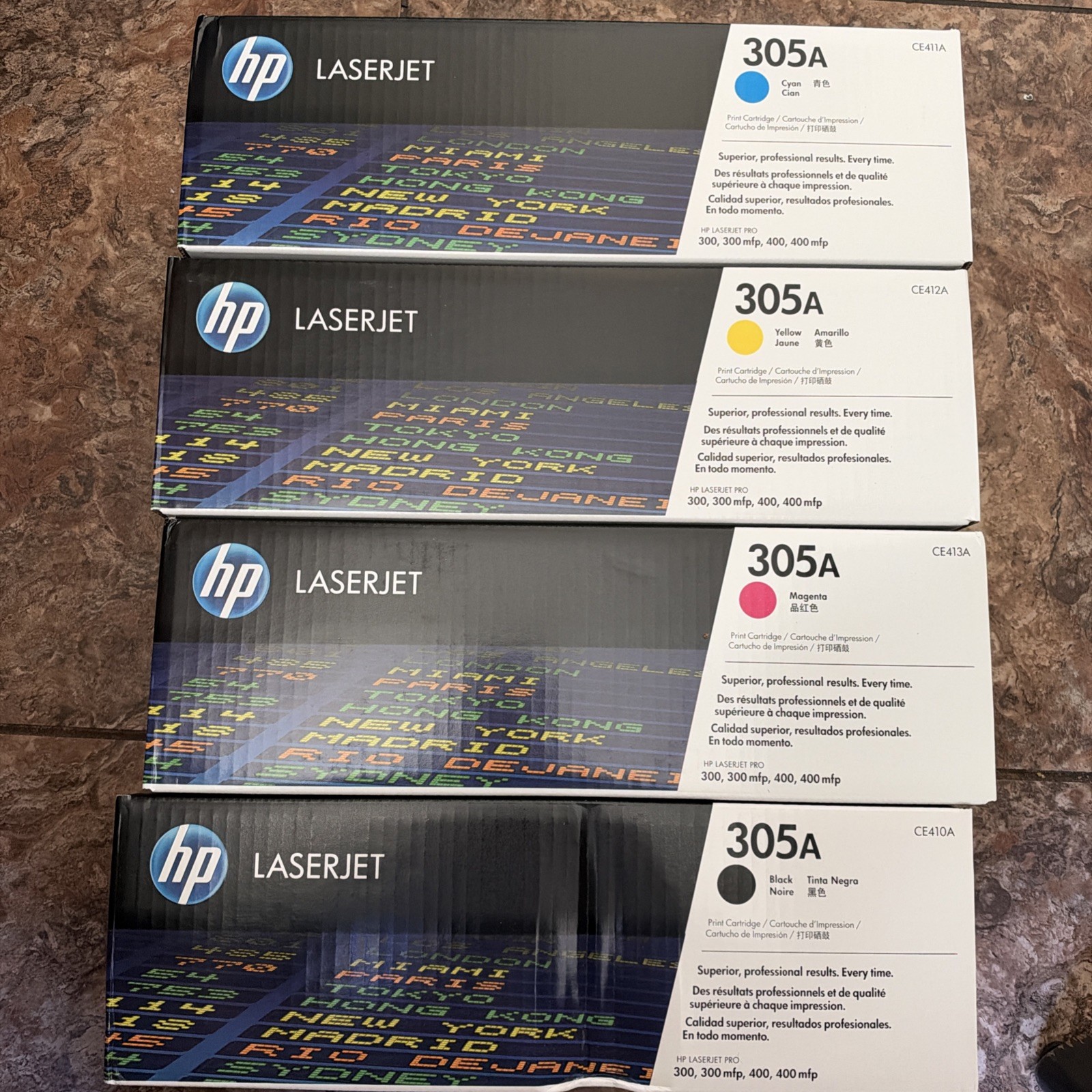 Set of 4 HP LaserJet 305A Black Cyan Yellow Magenta Toner- NIB