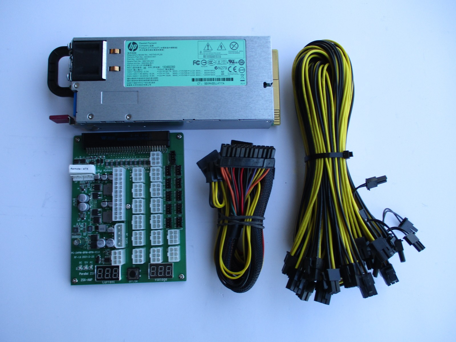 HP 1200 Watt Platinum All-In-One GPU Mining Rig Power Supply Kit ZSX-Amp