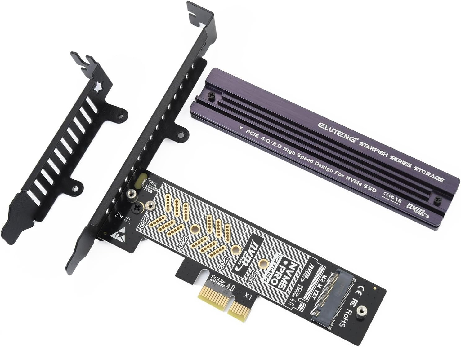 ELUTENG Pcie Nvme Adapter with Aluminum Heatsink M.2 Pcie Adapter Supports Pci-E