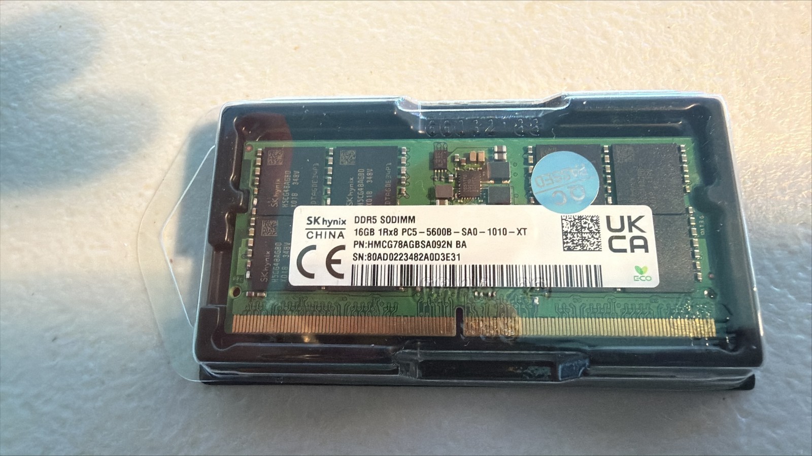 SK hynix 16GB DDR5-5600 SODIMM Laptop RAM 1Rx8 HMCG78AGBSA092N BA