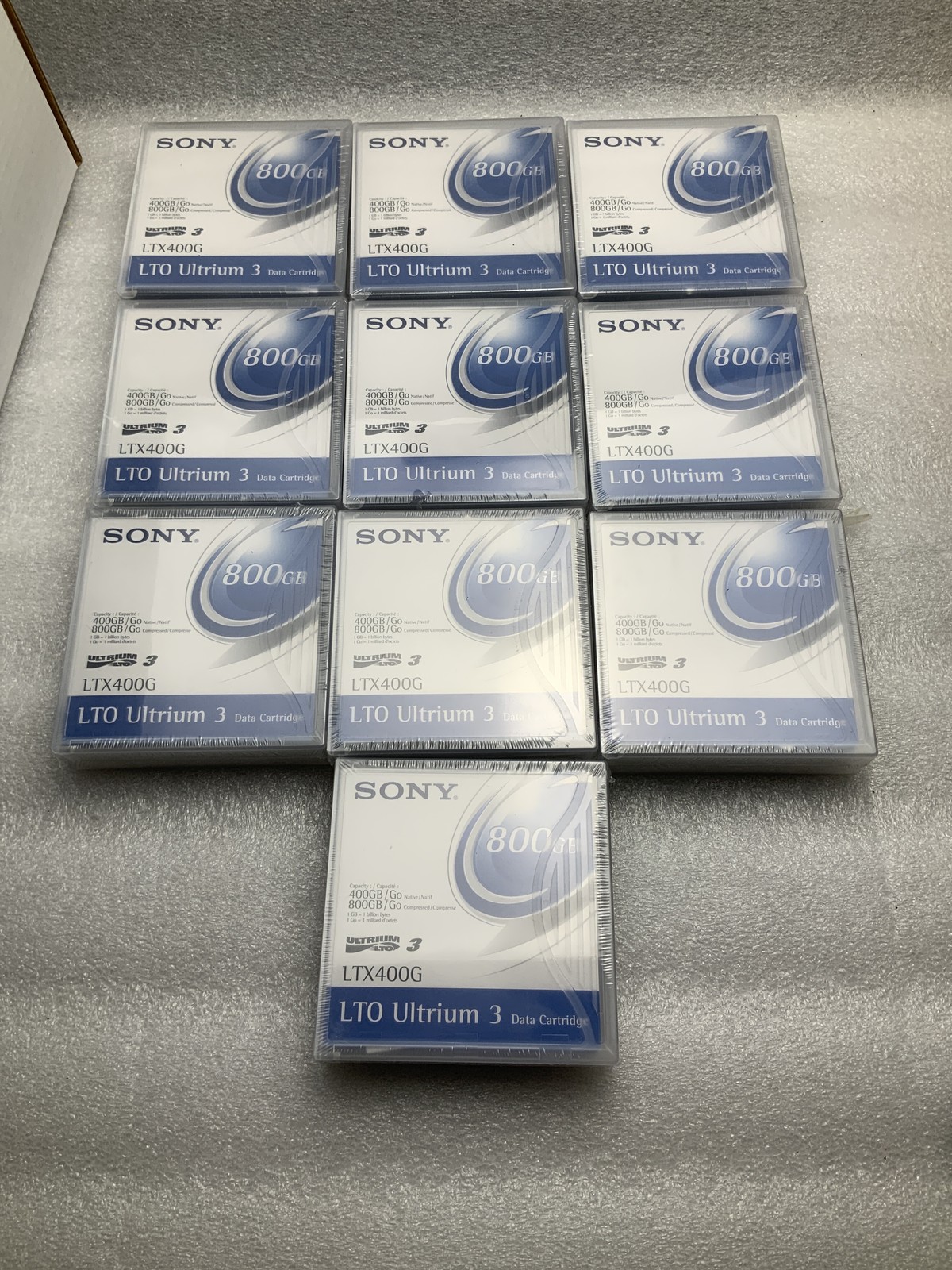 Lot of 10 Sony LTO-3 Ultrium LTX400G 400GB/800GB Data Tape Cartridges NEW