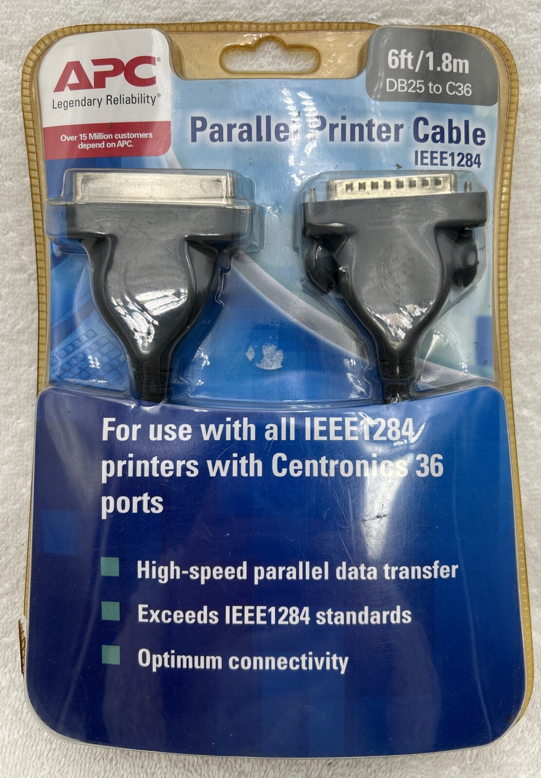 APC IEEE-1284 - DB25 Male to C36 Male Parallel Printer Serial Cable - 6 FT NIB