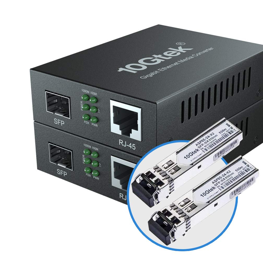 Gigabit Ethernet Media Converter, Multimode Dual LC Fiber to Ethernet RJ45 Conve