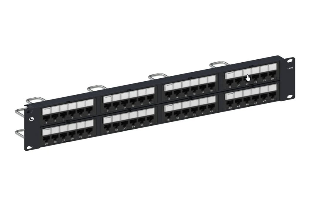 CommScope 760180059 UNP-6-DM-2U-48 Cat 6, 2U, 48 Port Patch Panel, Black