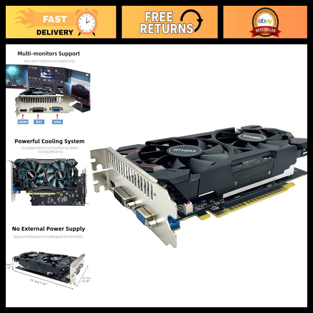 4GB GTX 750 Graphics Card, GDDR5, 128Bit, HDMI, DVI, VGA - Gaming Performance Up