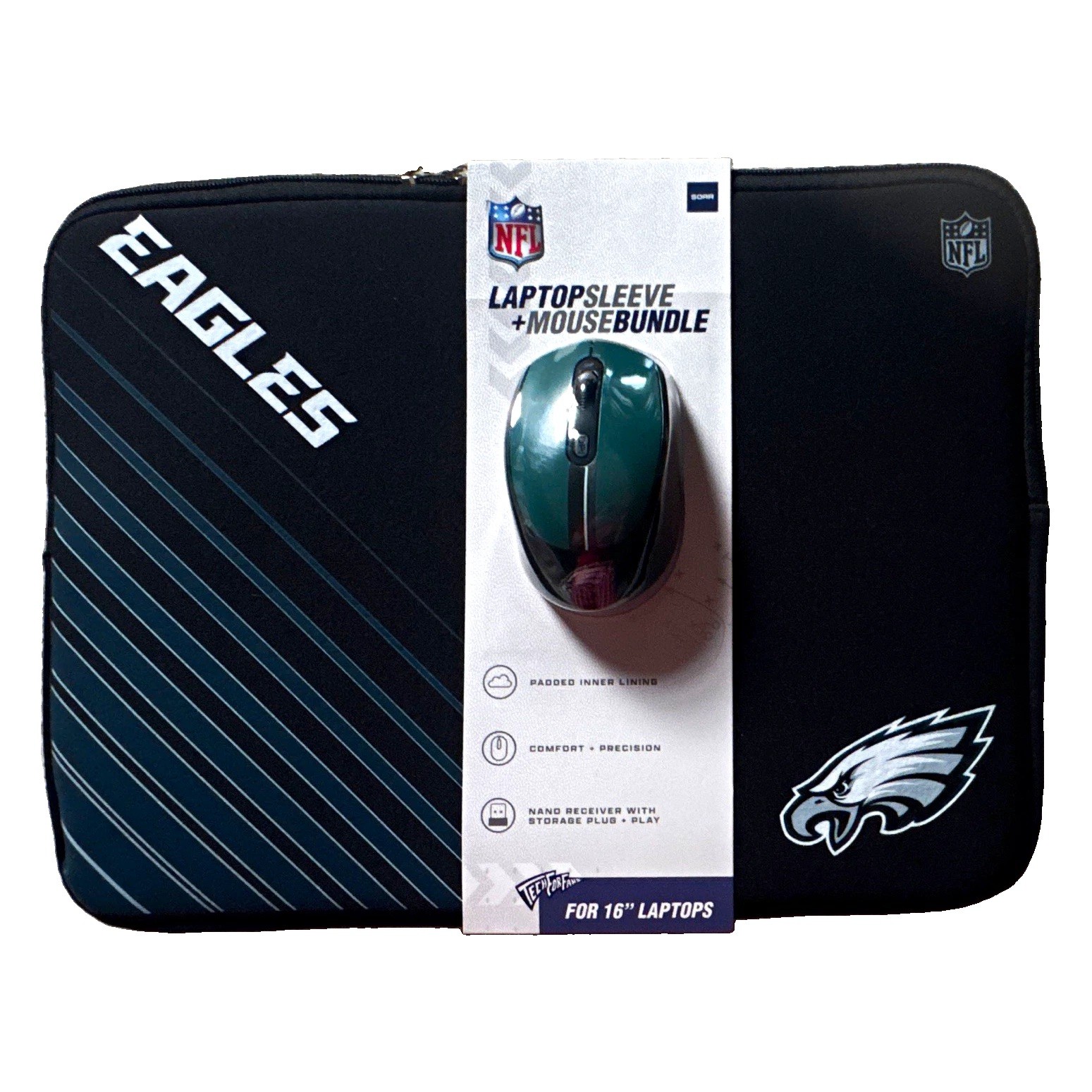 Soar NFL Philadelphia Eagles 16in Neoprene Padded Sleeve Case w/ Matching Mouse