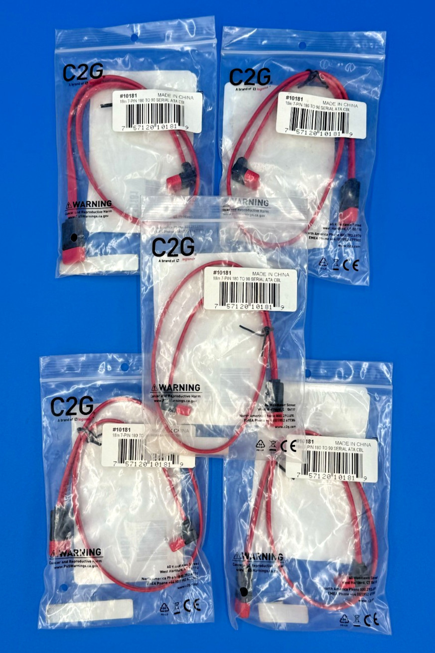 C2G Cables to Go SATA Cable 10181 5 PACK 💚❤️💚❤️ BRAND NEW 💚❤️💚❤️