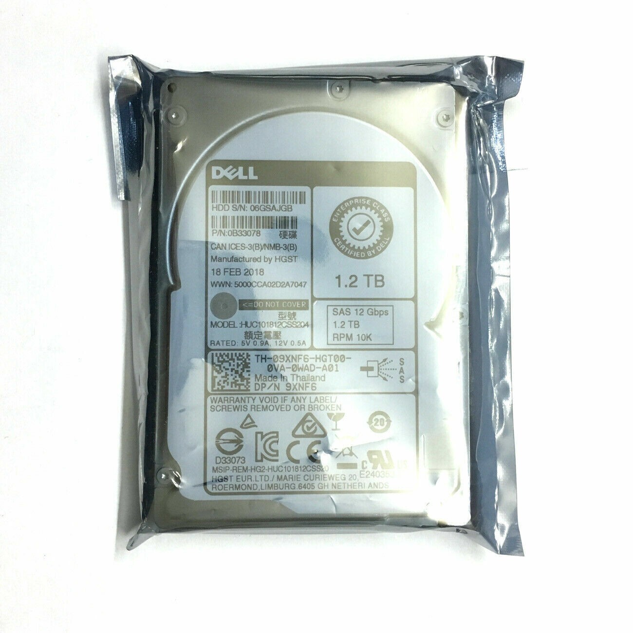 NEW DELL 9XNF6 09XNF6 HUC101812CSS204 1.2TB 12G 10K SFF 2.5" SAS HDD HARD DRIVE