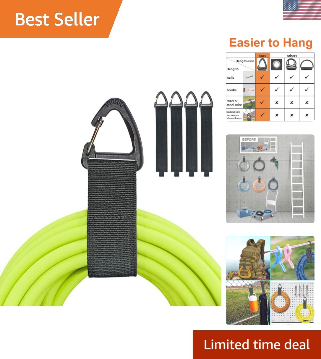 Durable Nylon Extension Cord Organizer with Triangle Buckle - Holds Up to 50 lbs