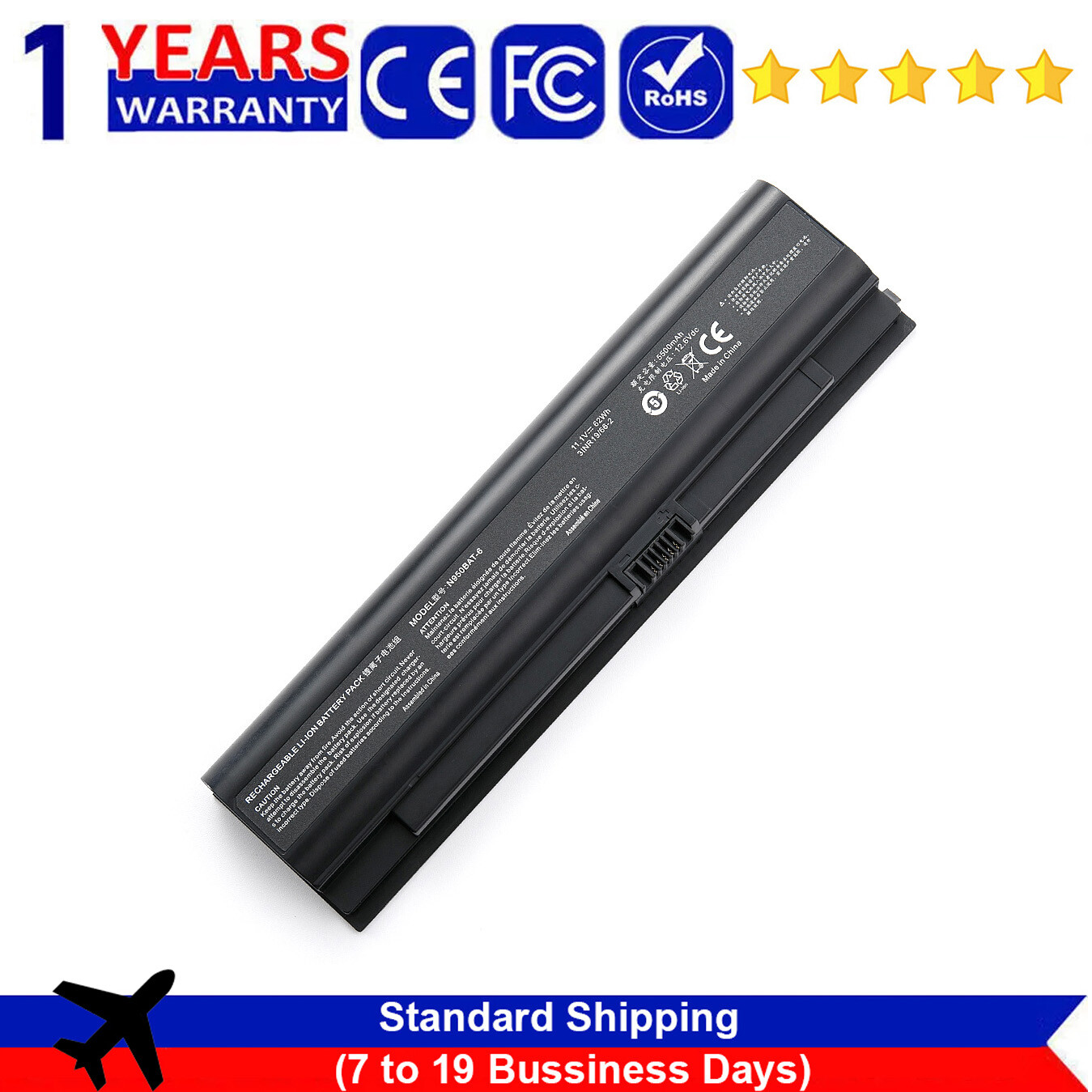 N950BAT-6 Laptop Battery For CLEVO N950KP6 N950TD N950TP6 SAGER NP7950 ZX7-CP5S2