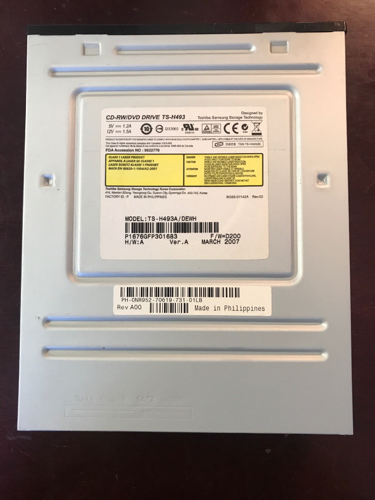 Toshiba TS-H493 Black CDRW-DVD ROM Drive Internal SATA Drive Dell NR952