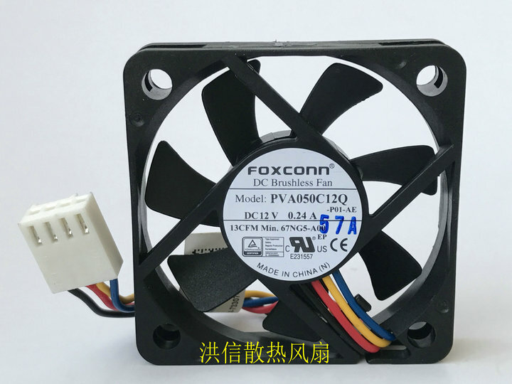 1 PCS FOXCONN Fan PVA050C12Q -P01-AE DC12V 0.24A 5010 5CM PWM 4 Pin