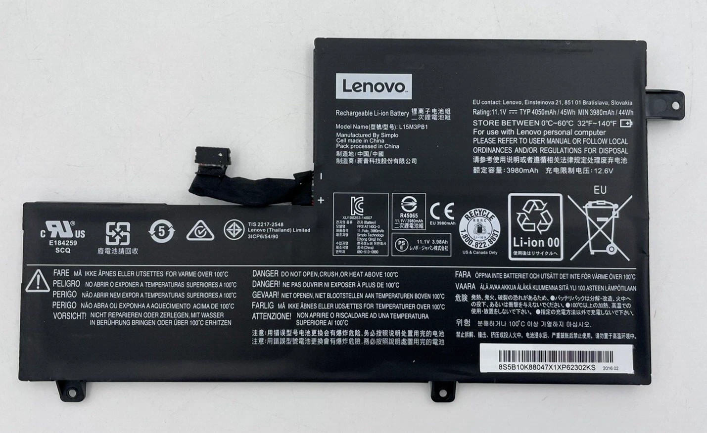 Genuine Lenovo Chromebook N22 N23 N42 Battery 11.1V 45Wh 5B10K88047 L15L3PB1