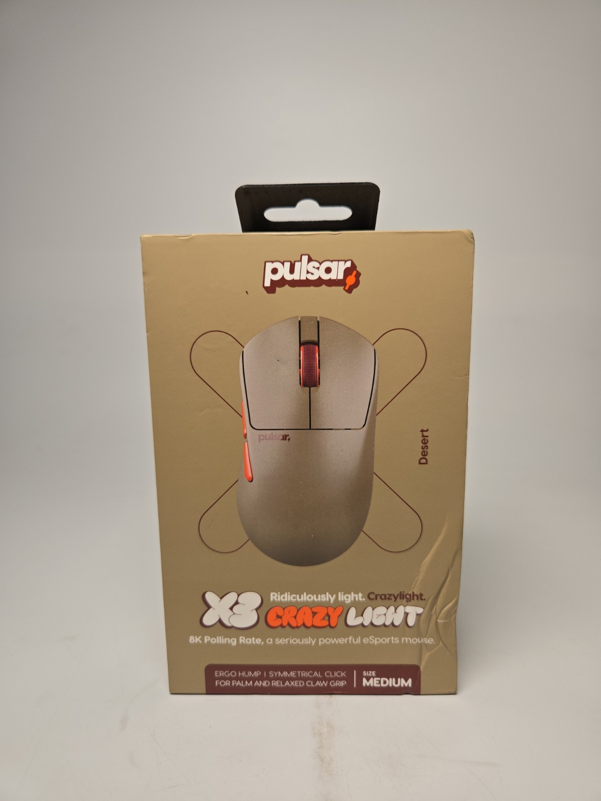 Pulsar X3 CrazyLight 8K Wireless Gaming Mouse Desert Medium PX3RCL103