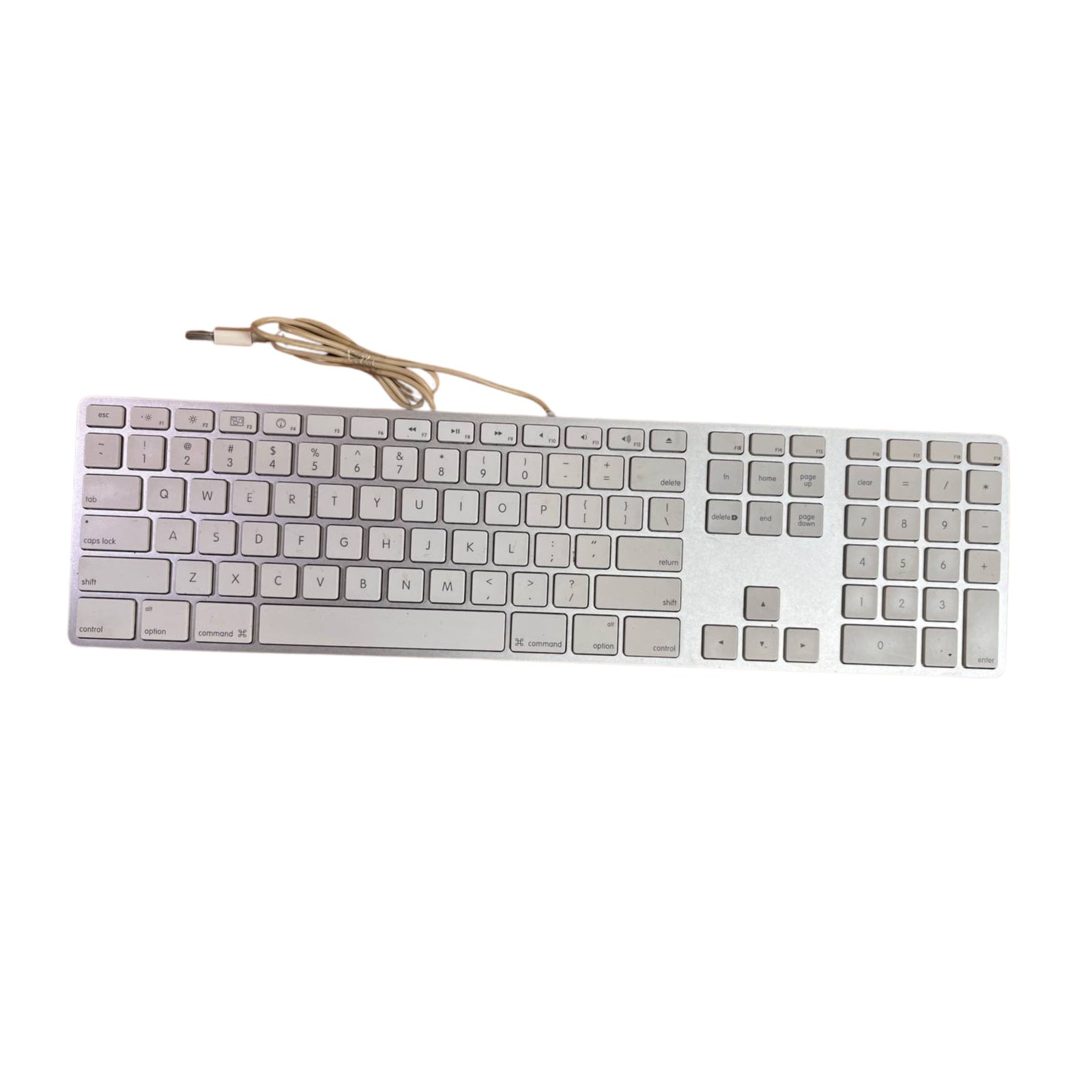 Apple A1243 Wired USB Keyboard Aluminum Full Size w/ Numeric Keypad Tested