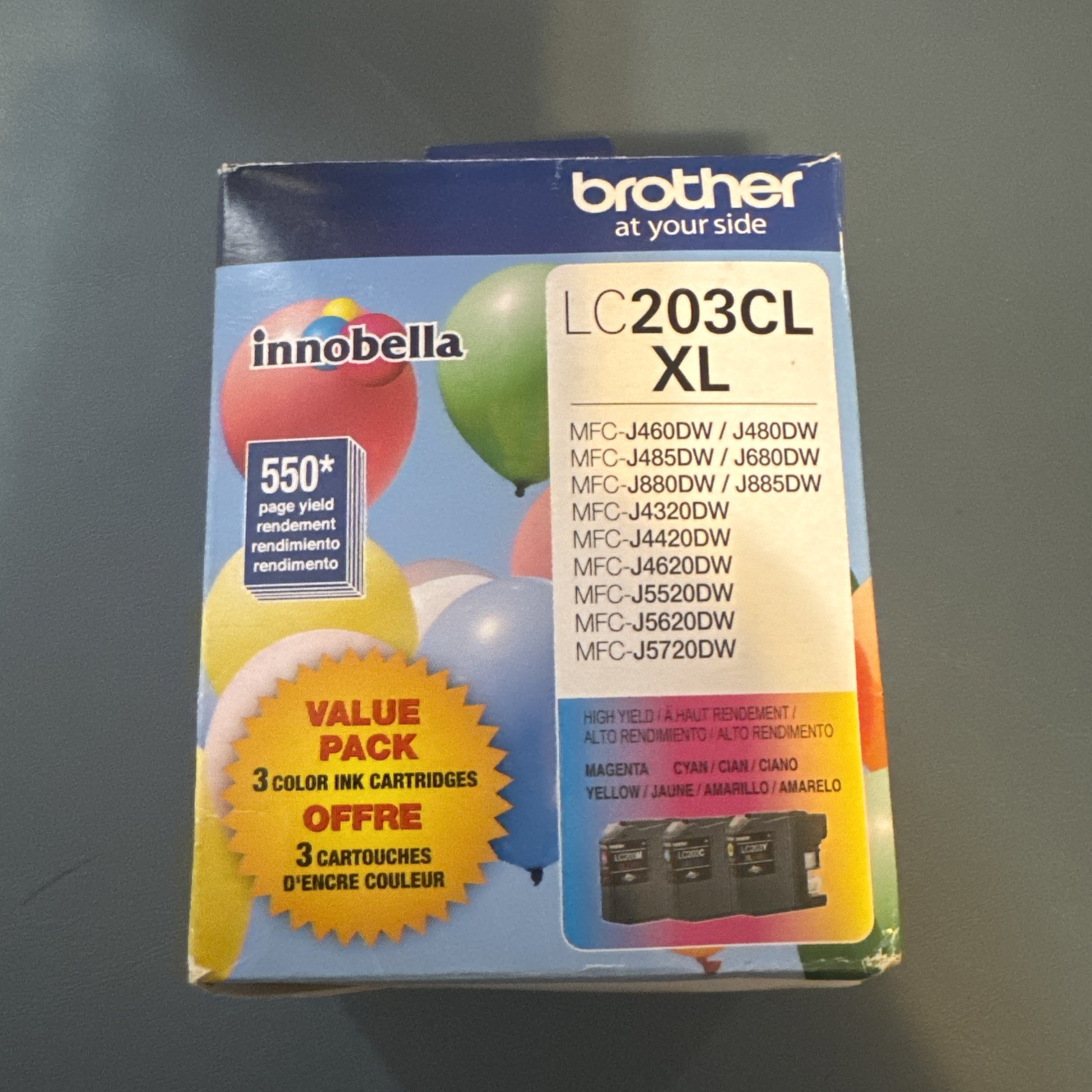 Brother LC203CL XL 3-Pack Color Ink Cartridges Magenta Cyan Yellow Exp: 05/22