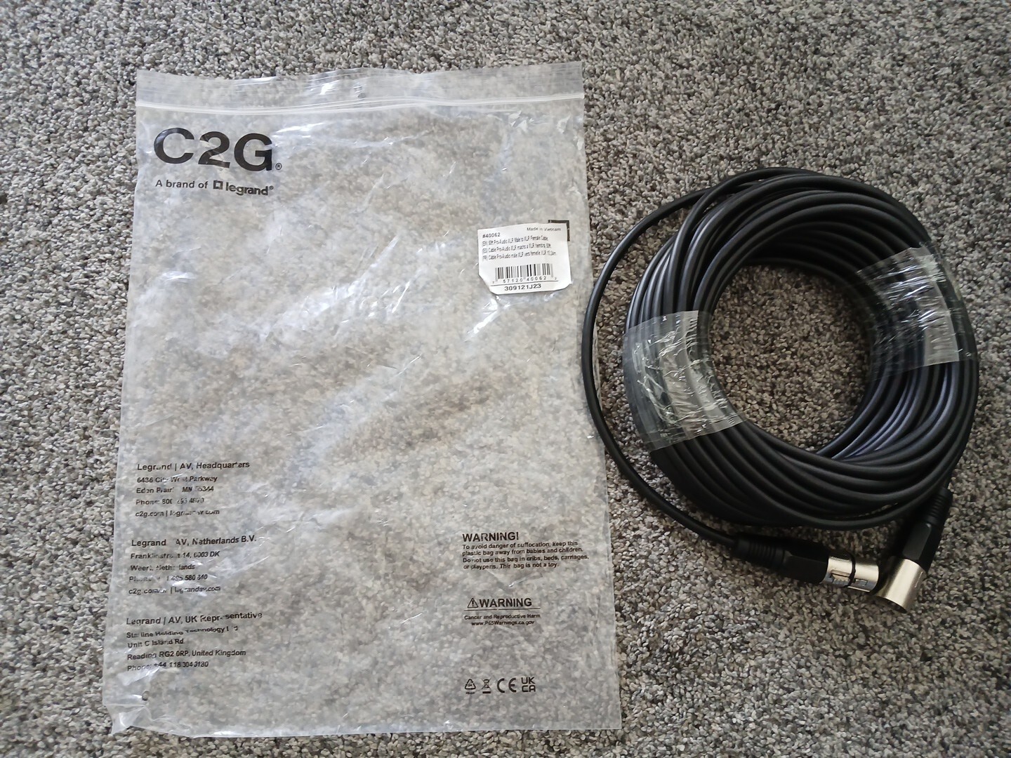 C2G 40062 Pro-Audio XLR Male to XLR Female 50ft Cable New