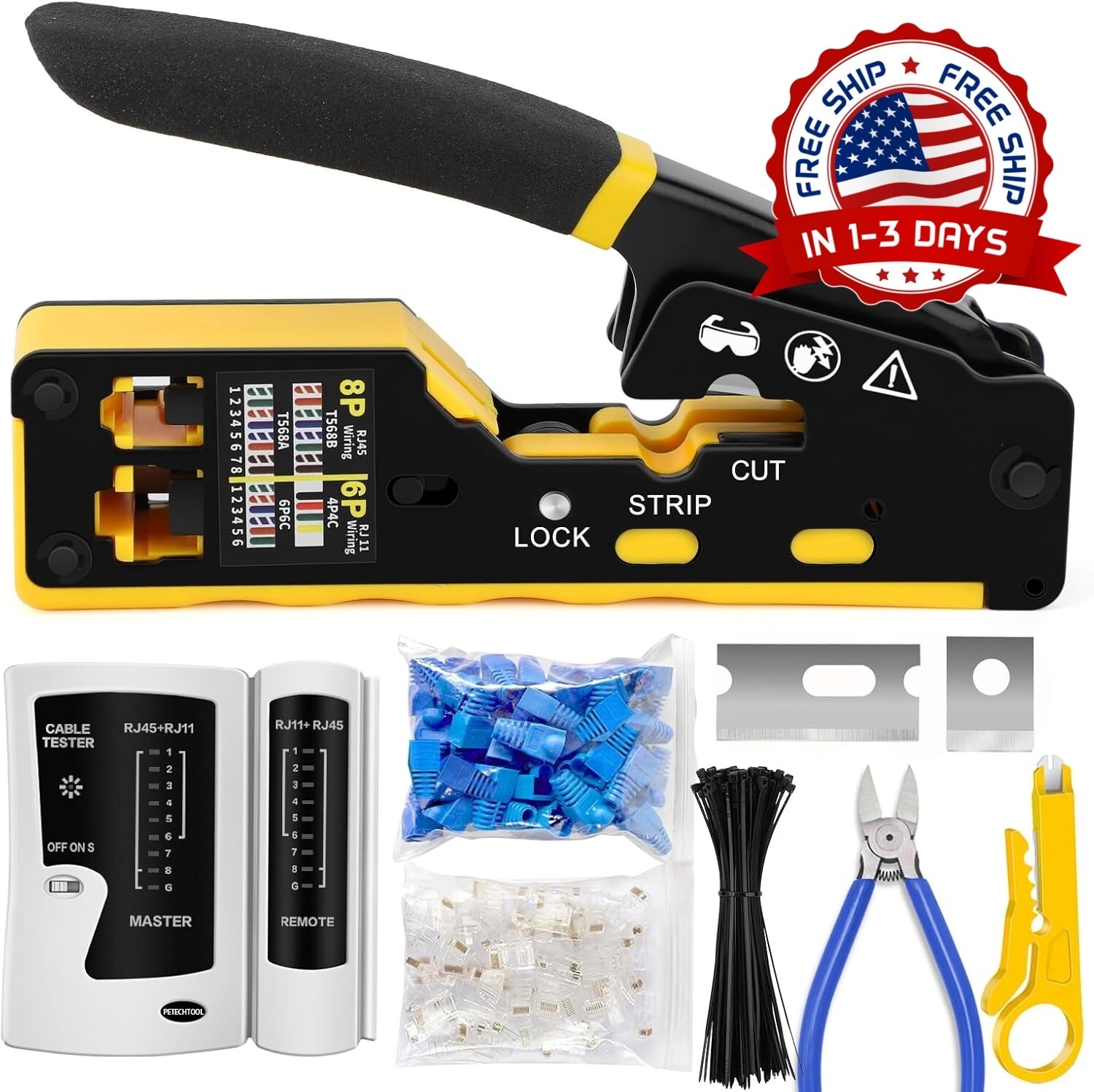 Kit de Herramientas Red Ethernet LAN Tester Cat5e Cat6 Crimper De Prensado NUEVO