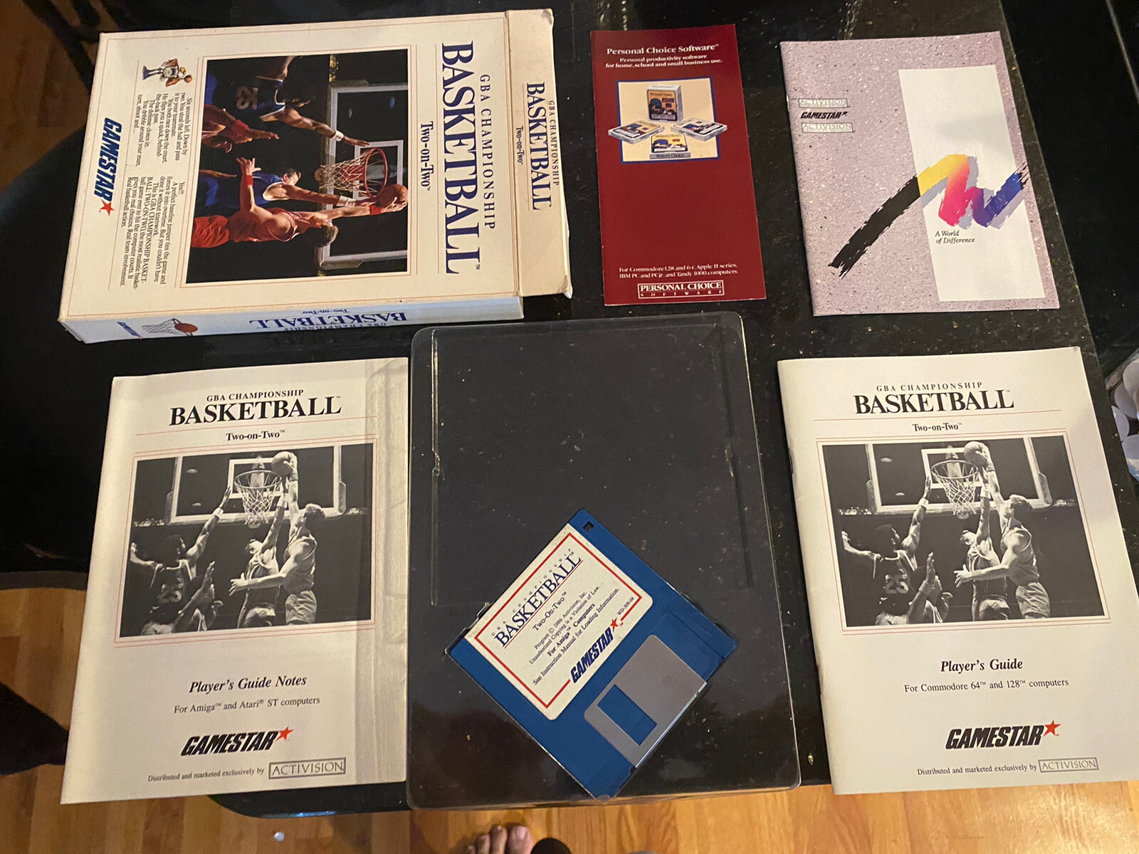 1986 GBA BASKETBALL 2 ON 2 GAME COMPLETE w DISC, MANUAL, BOX - Commodore Amiga 