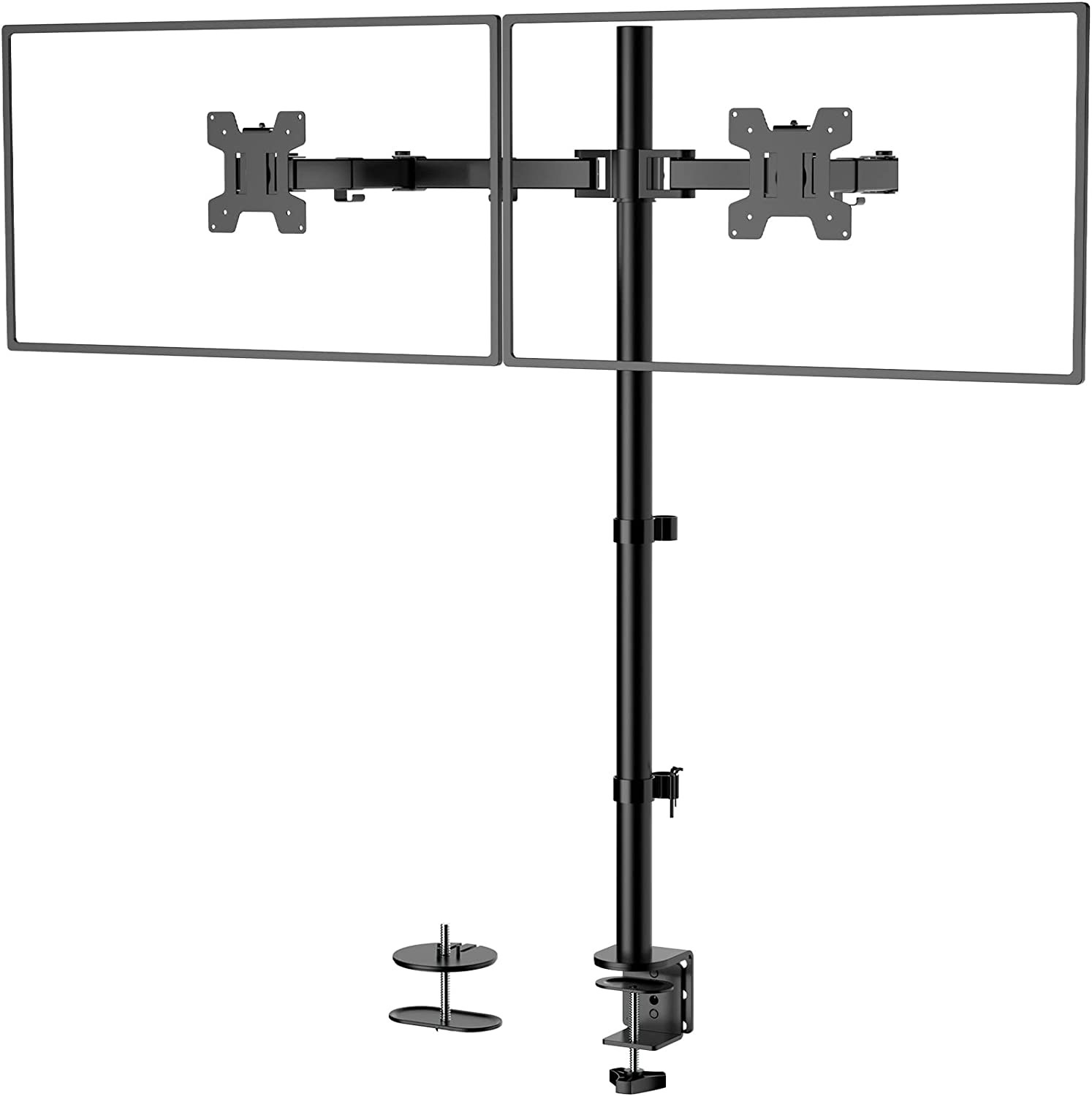 Extra Tall Dual LCD Monitor Fully Adjustable Desk Mount Fits 2 Screens