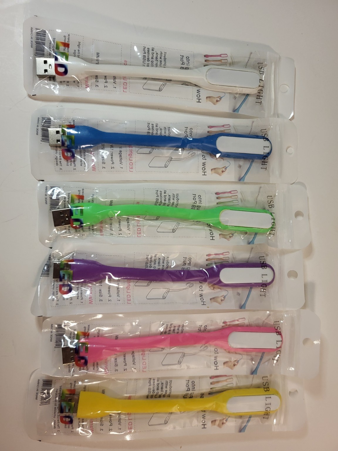 6 Pack USB LED Light Flexible Reading Lamp Laptop Power Bank Colors New