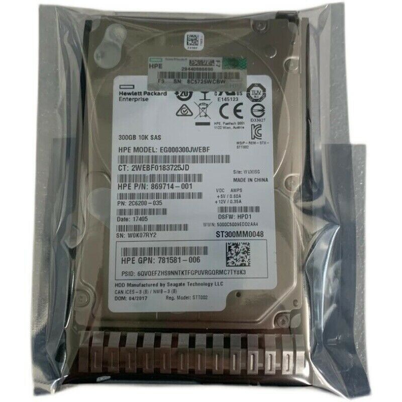 NEW HPE 872475-B21 872735-001 300GB 12G SAS 10K SFF 2.5" DC SC HDD Hard Drive