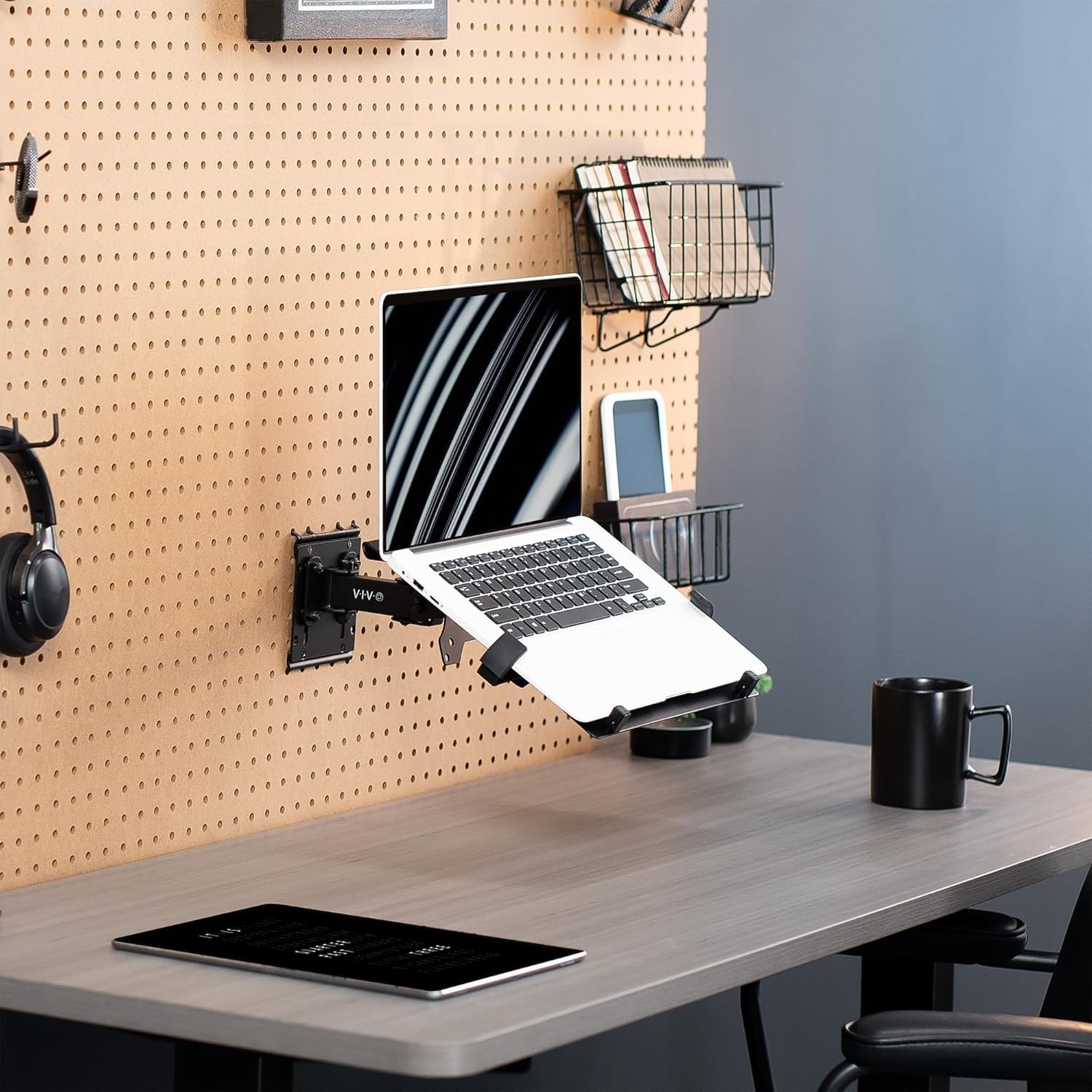 VIVO Pegboard Compatible 10 to 15.6 inch Laptop Mount Holder, Adjustable