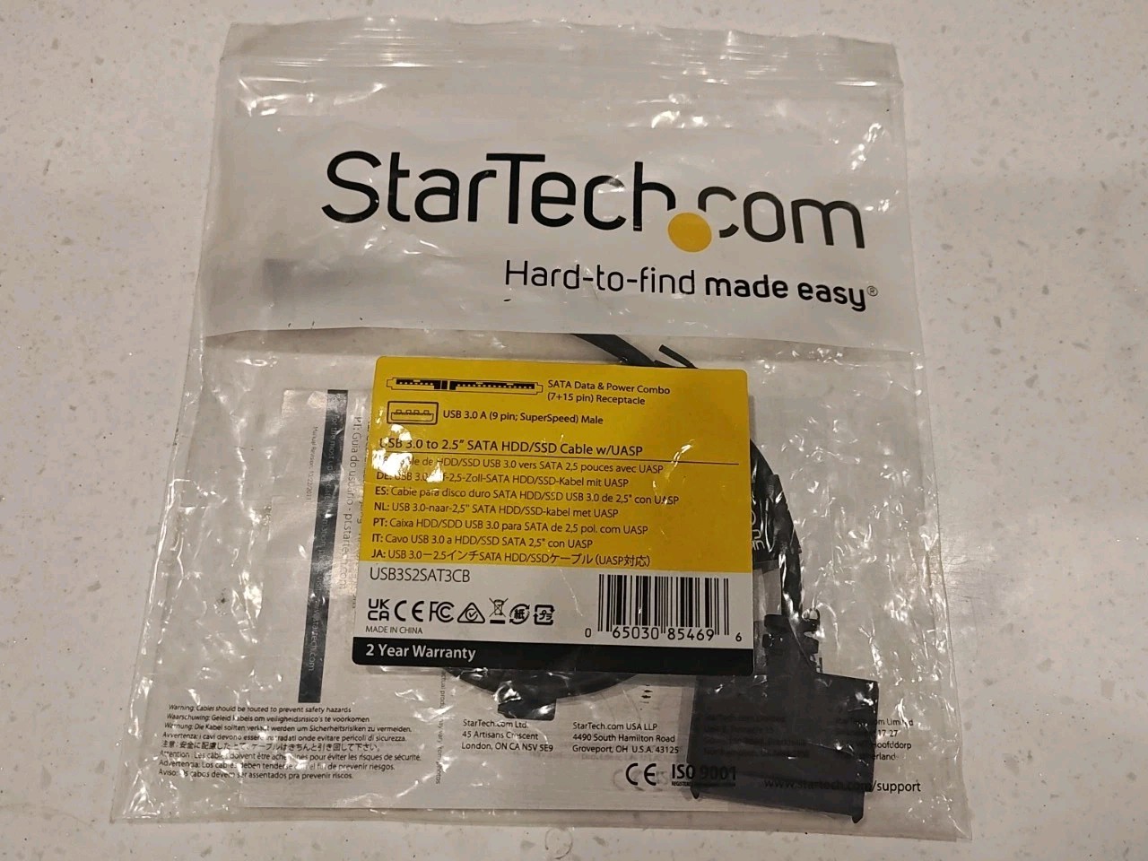 StarTech SATA Data & Power Combo 3.1 To 2.5 Cable Hard Drive Adapter NEW 