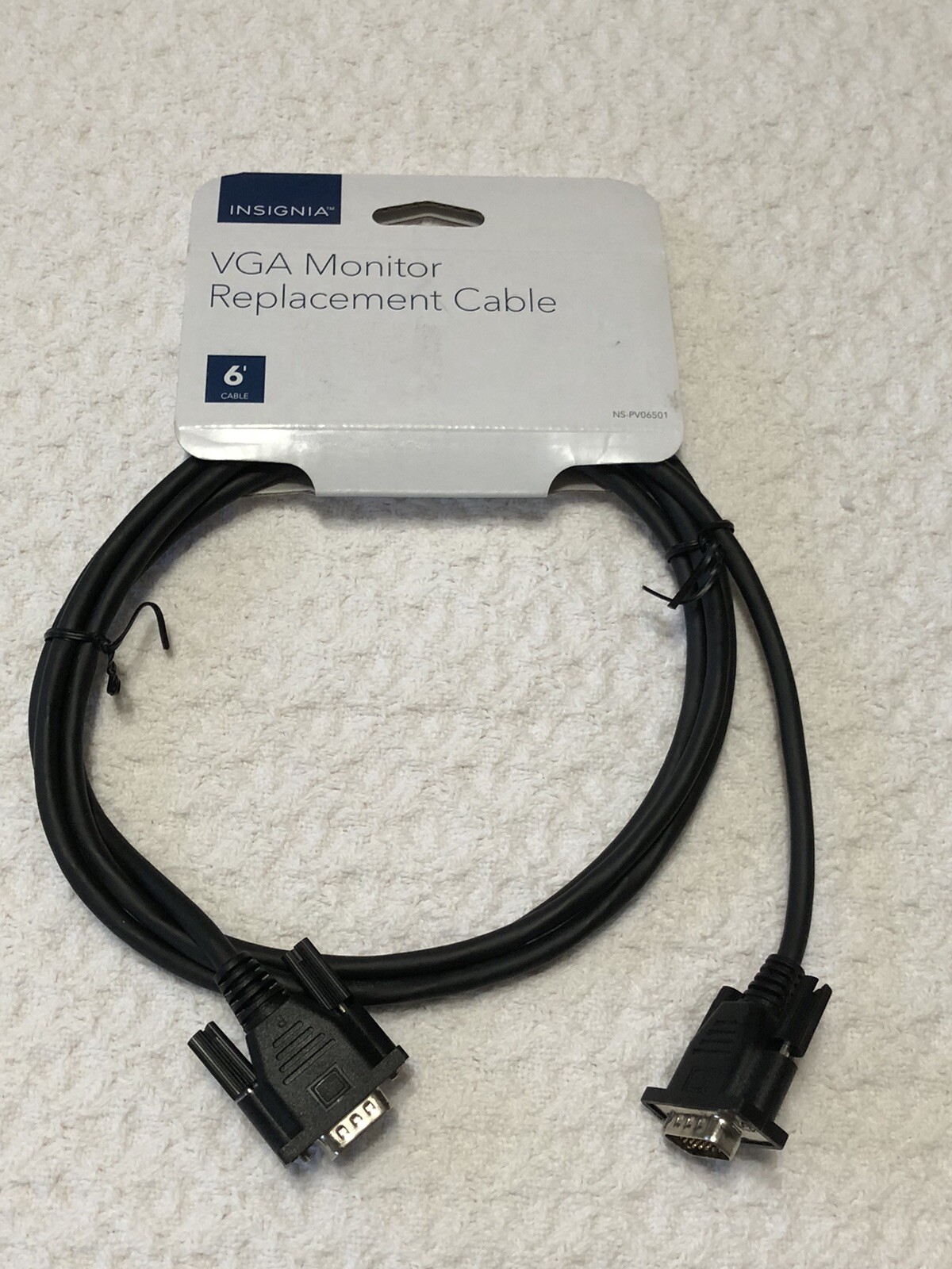 Insignia VGA Monitor Replacement 6’  Cable (Male-to-Male) NS-PV06501 New