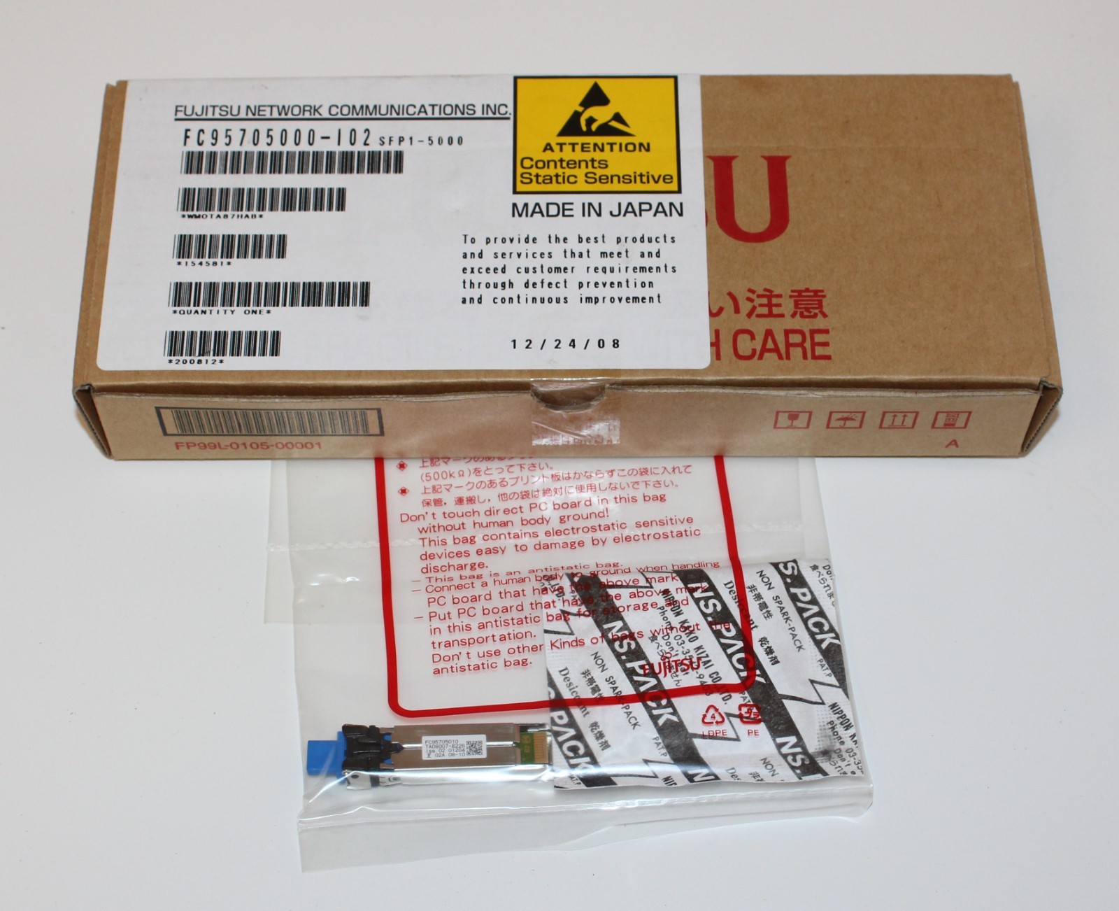 Fujitsu Compatible FC95705010 1000BASE-LX SFP Transceiver SFP1-5010, Rx Max +3.0
