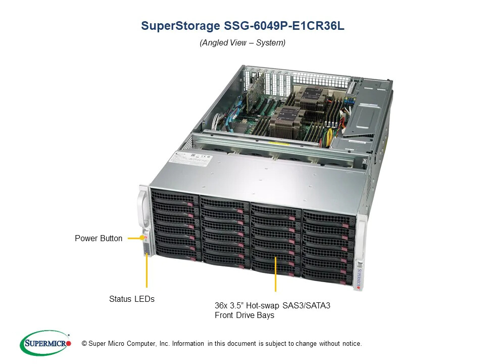 SUPERMICRO SSG-6049P-E1CR36L 4U SuperStorage w/ X11DPH-T Motherboard