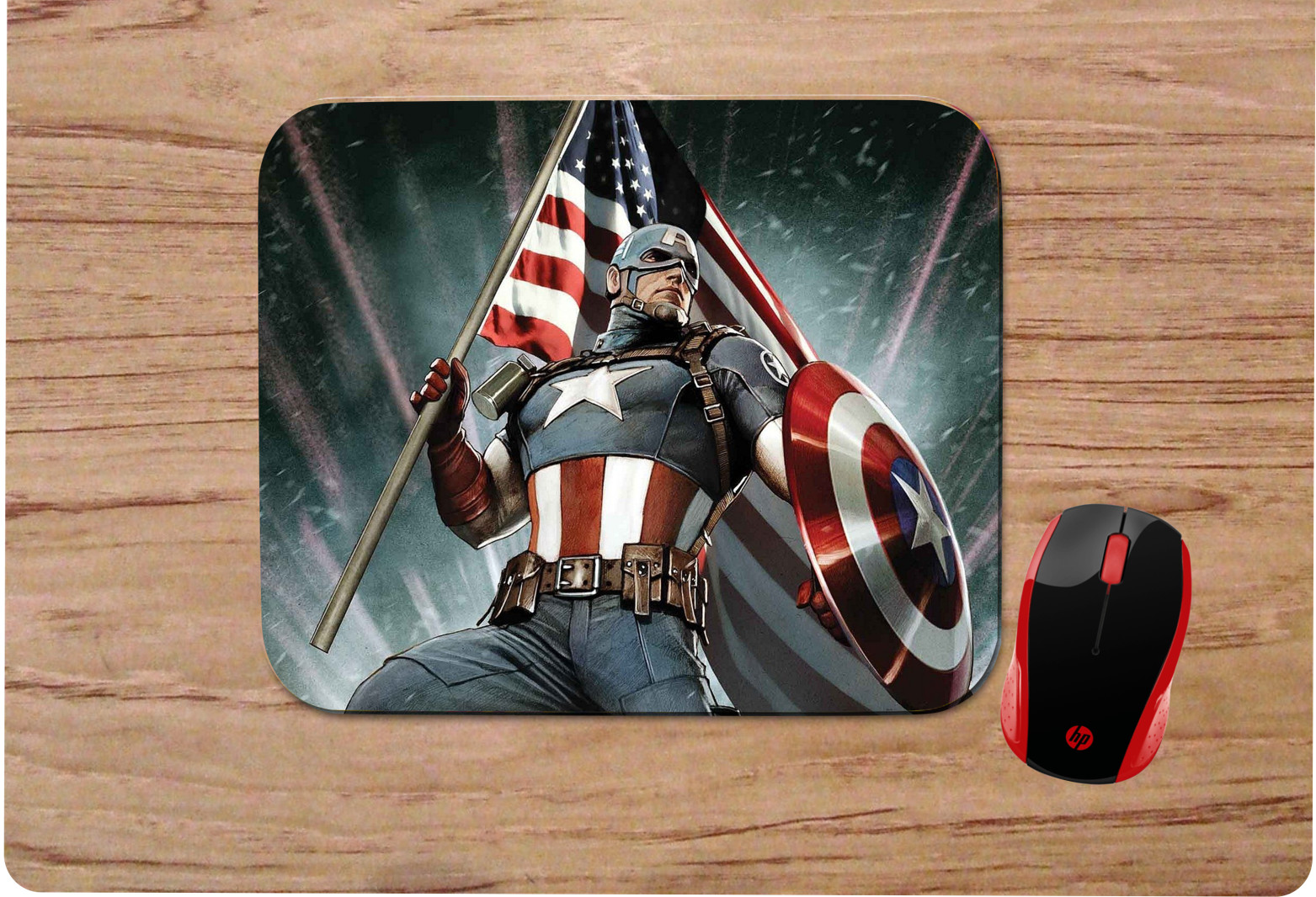 CAPTAIN AMERICA  PATRIOTIC FLAG MOUSEPAD MOUSE PAD HOME OFFICE GIFT DESIGN 