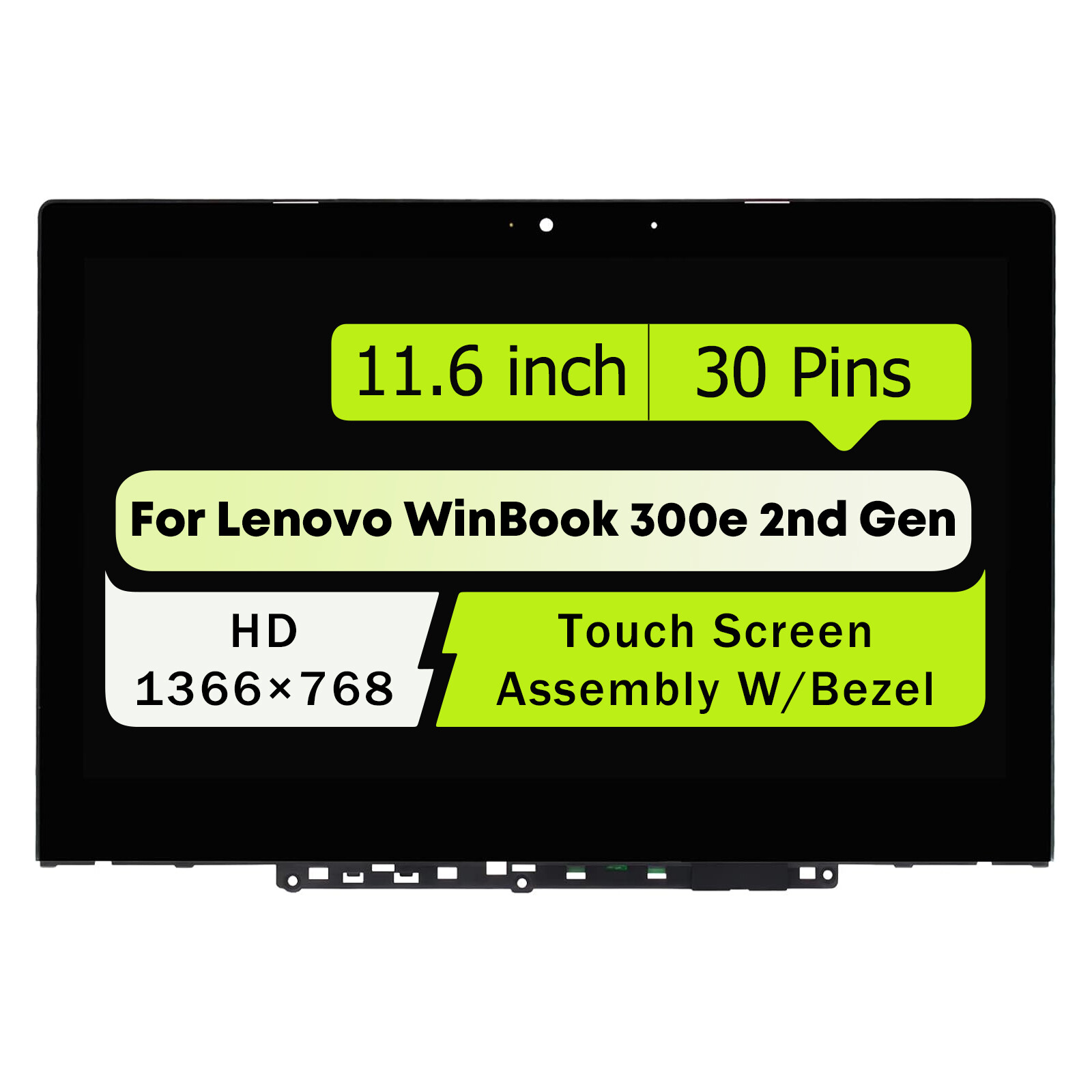11.6" for Lenovo WinBook 300e 2nd Gen 81M9 LCD Touch Screen W/ Bezel 5D10T45069