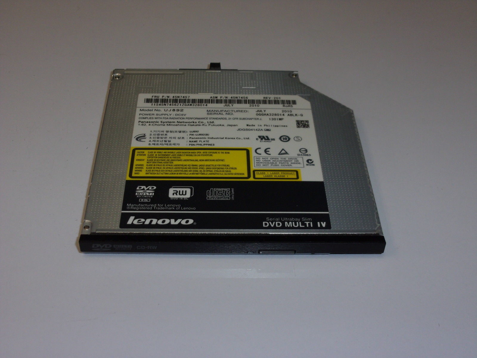 Lenovo ThinkPad SATA CD-RW DVD+RW Optical Drive UJ8B2 45N7578 45N7457 45N7451 US