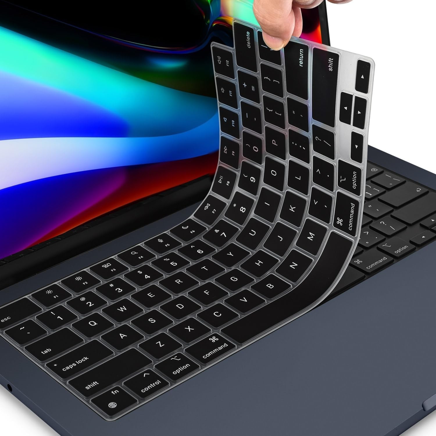 Ultra-Thin Black Silicone Keyboard Cover for 13.6/15" MacBook Air & 14/16" Pro