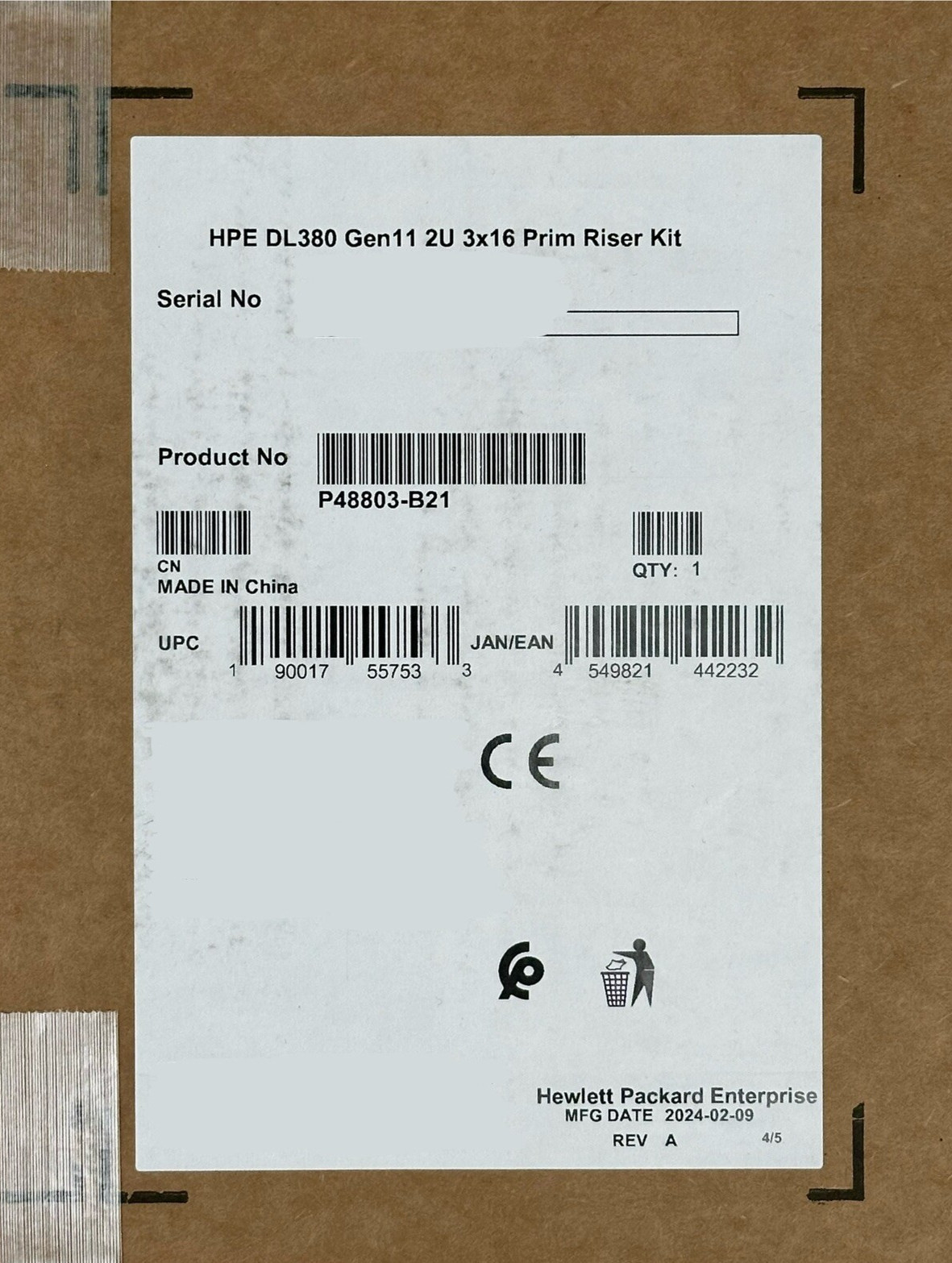 HPE Proliant DL380 Gen11 2U x16/x16/x16 Primary Riser Kit 3x16 P48803-B21